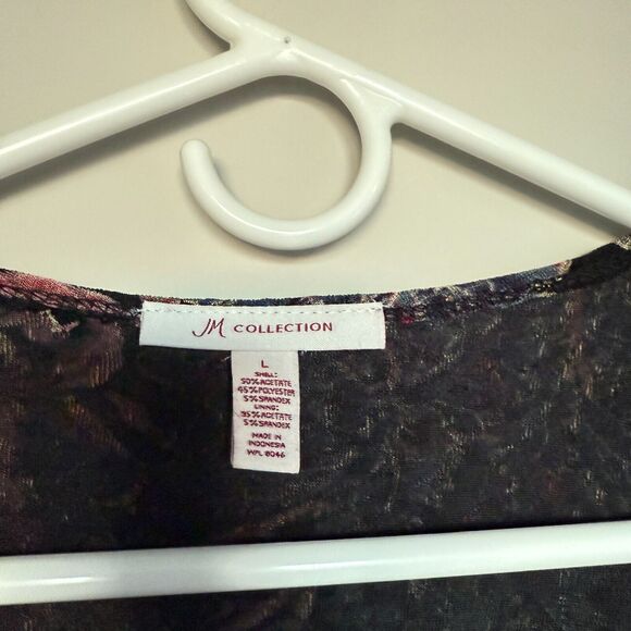 JM Collection Womens Velvet Burnout Top Large Floral Bloomcore Y2K Coquette - Picture 4 of 5